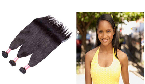 Unprocessed Virgin Double Drawn Hair Extensions , Straight Style Human Hair Weaving