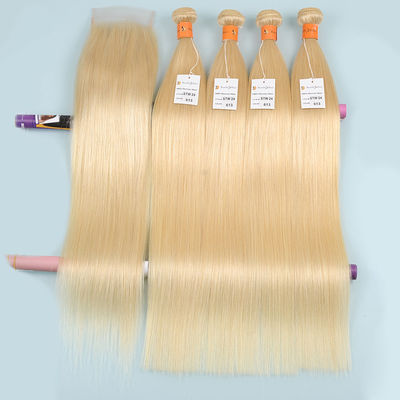 Kundenspezifische Verwicklungs-freie blonde volle Spitze-Menschenhaar-Perücken Remy Virgin Hair Fringe Wig 100%